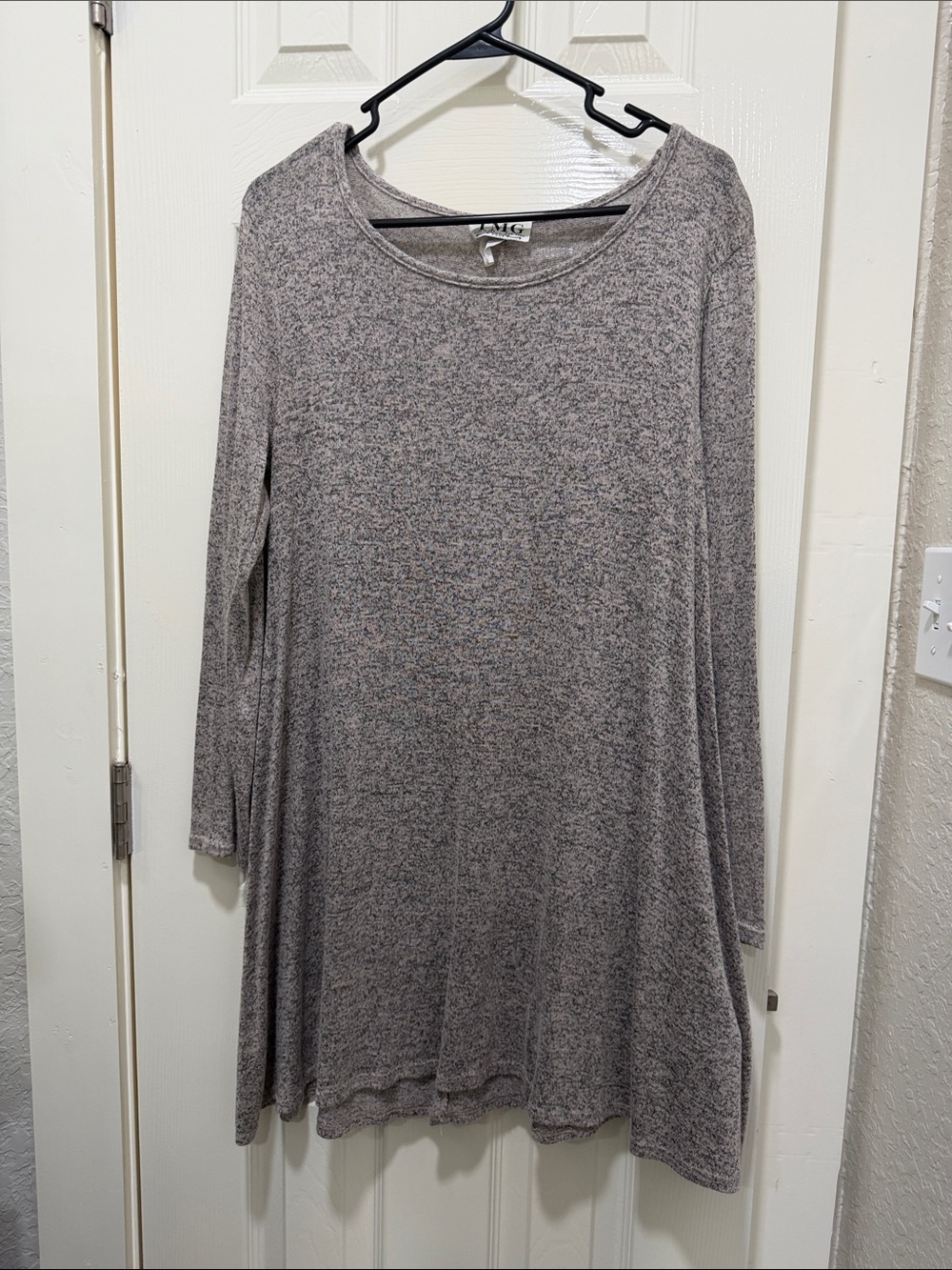 Soft Knit Long-Sleeve Swing Tunic - Taupe Heather